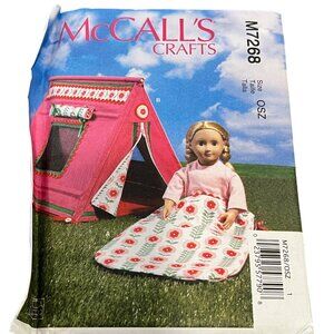 McCalls Crafts M7268 Doll Tent & Sleeping Bag Pattern OSZ